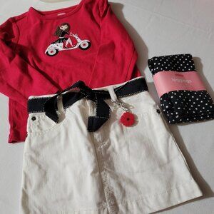 Gymboree Poppy Love NWT size 5 leggings, USED size 4 skort shirt Outfit.